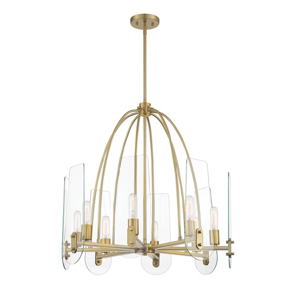 Designers Fountain Bergen Beach 8 Light Contemporary Brushed Gold with Clear Glass Shades Chandelier For Dining Rooms D256M-8CH-BG - main